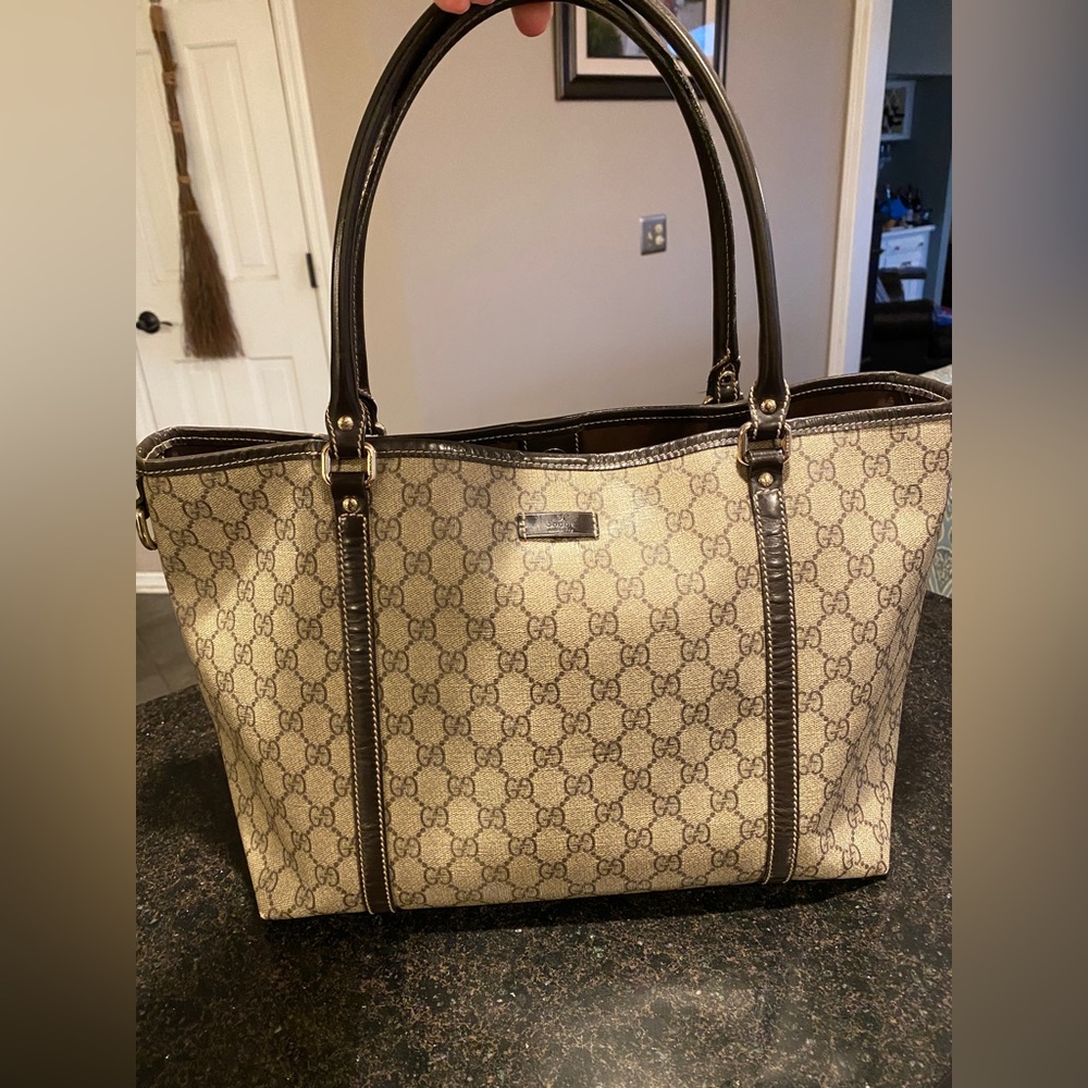 Gucci Beige Brown GG Canvas Tote
